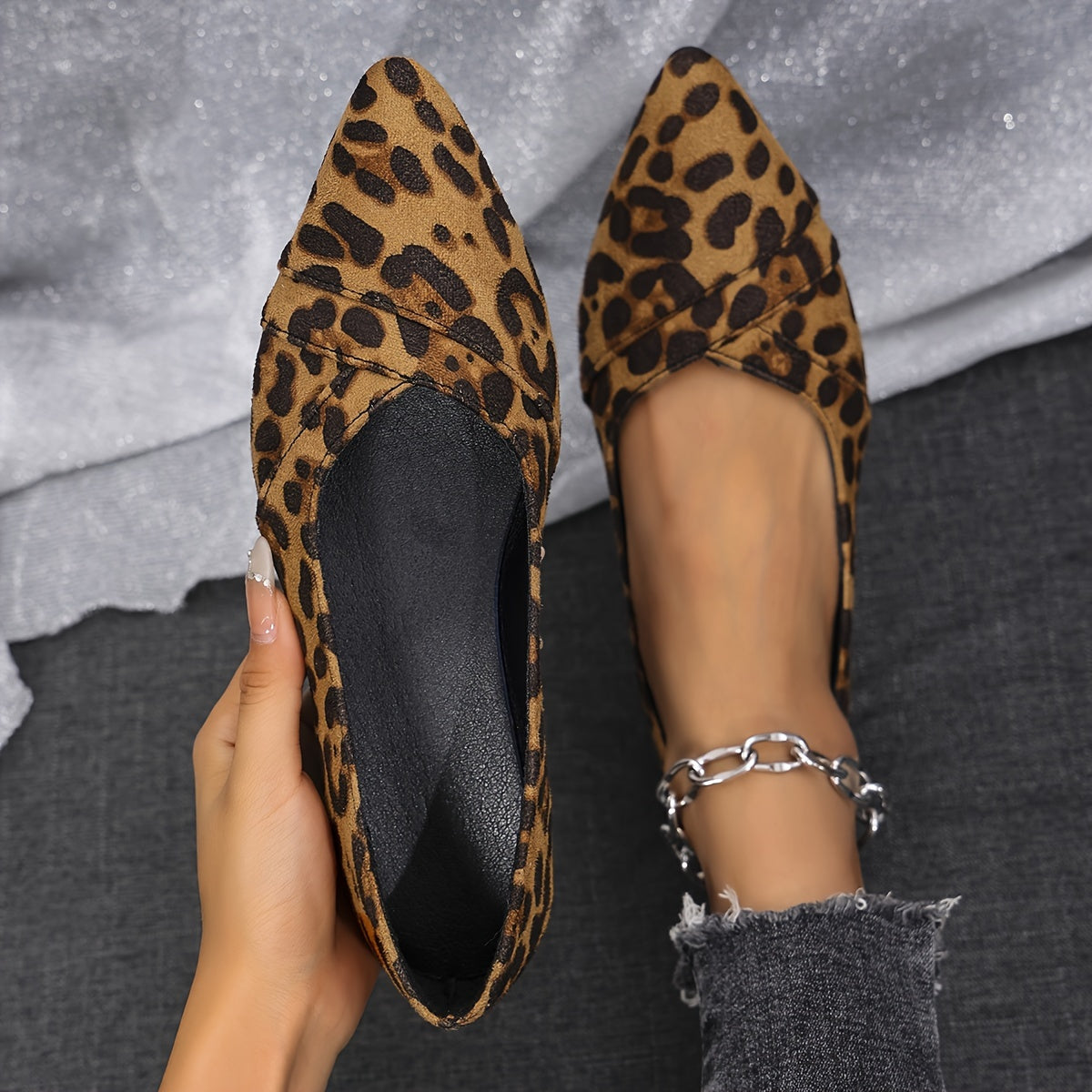 Women's Flat Shoes Slip-On Pointed Toe Lightweight Solid Color All-Season Mary-Jane