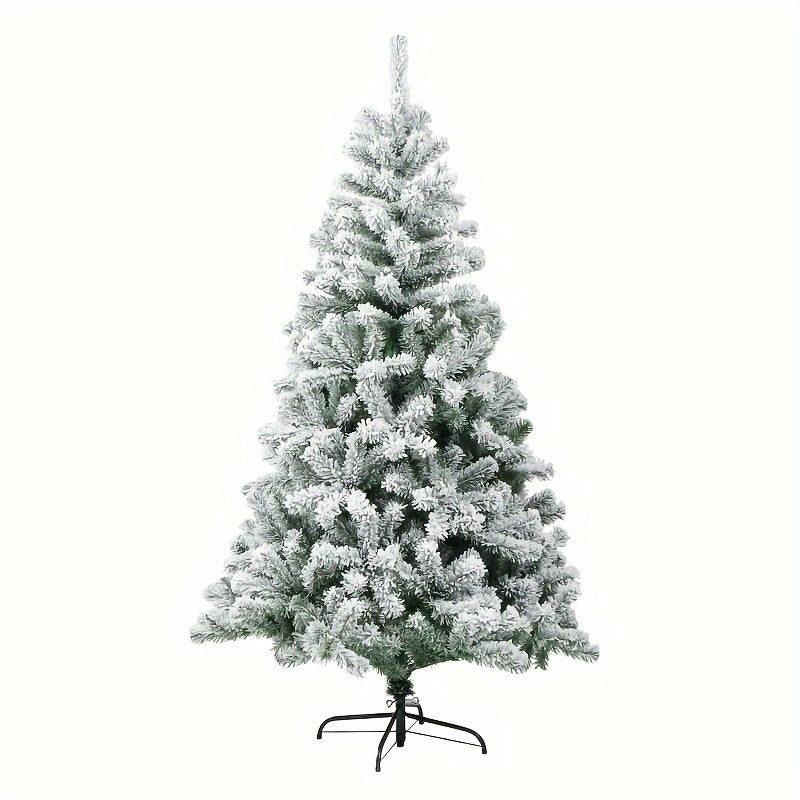 Lifelike Snow-Sprayed Christmas Tree Set with Ornaments Top Star and Letter Signs White Pink