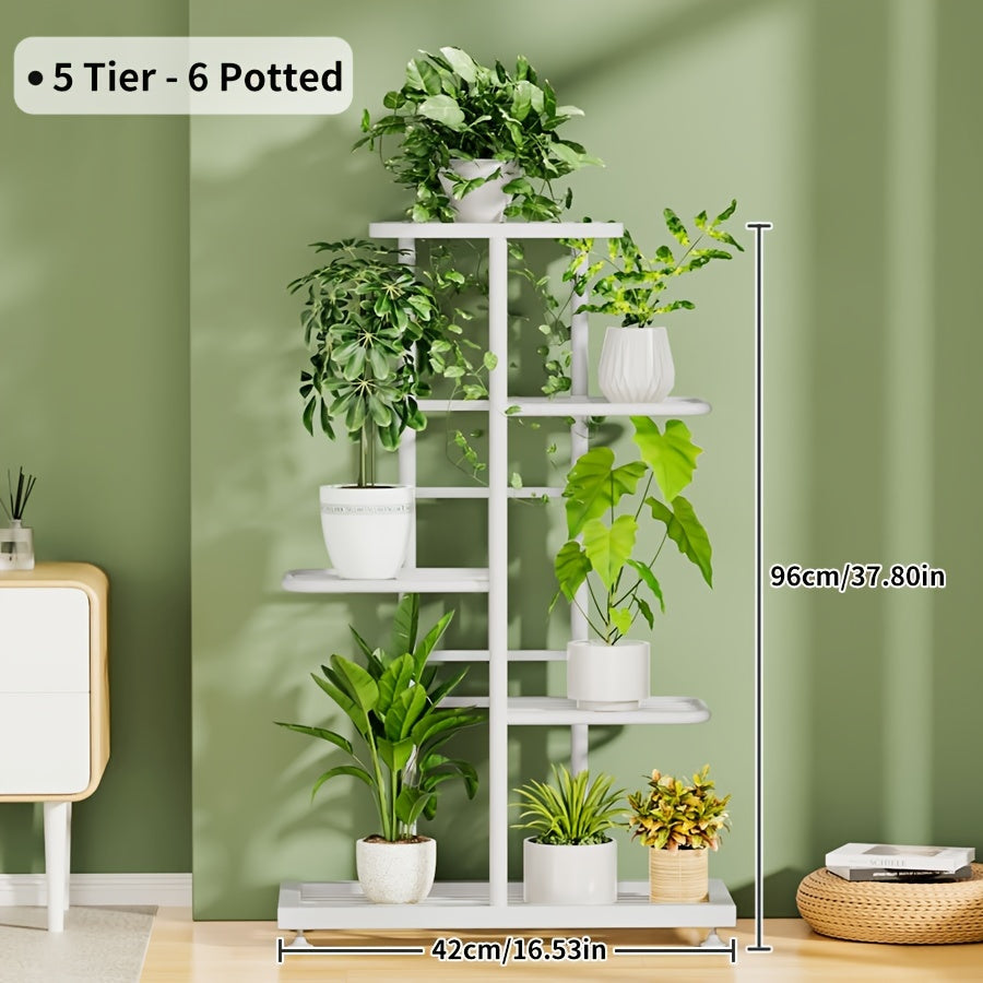 Iron 5-Layer Metal Plant Stand for Indoor and Outdoor Flower and Pot Display