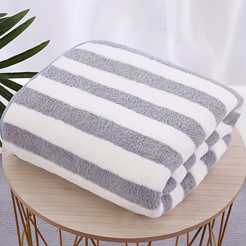 Quick-Dry Coral Fleece Towel Absorbent Comfortable Modern Stripe for Home Travel