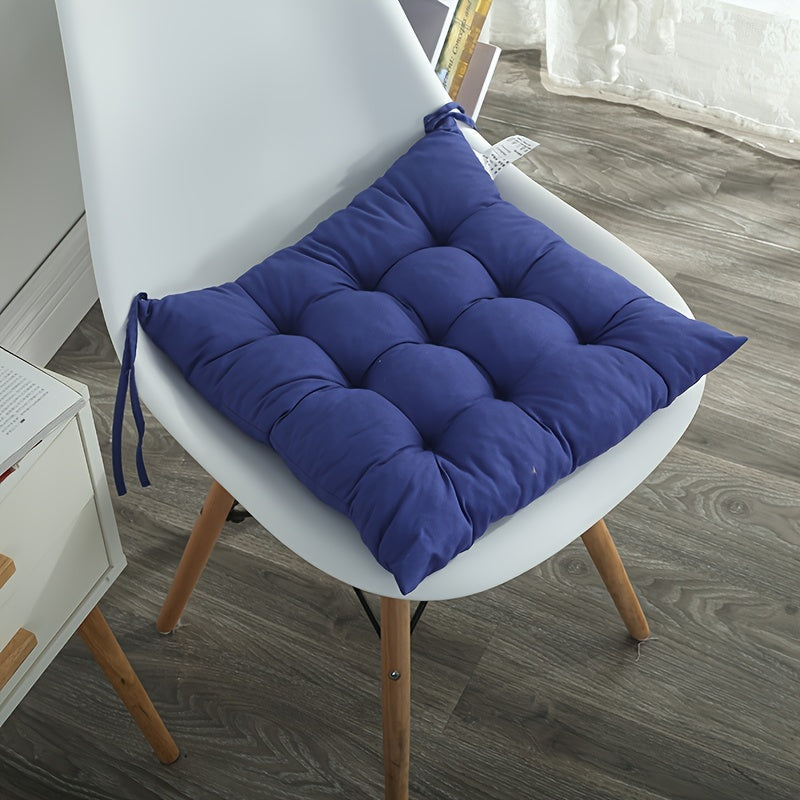 Solid Color Polyester Chair Cushion Washable Seat Pad for Dining Office Tatami