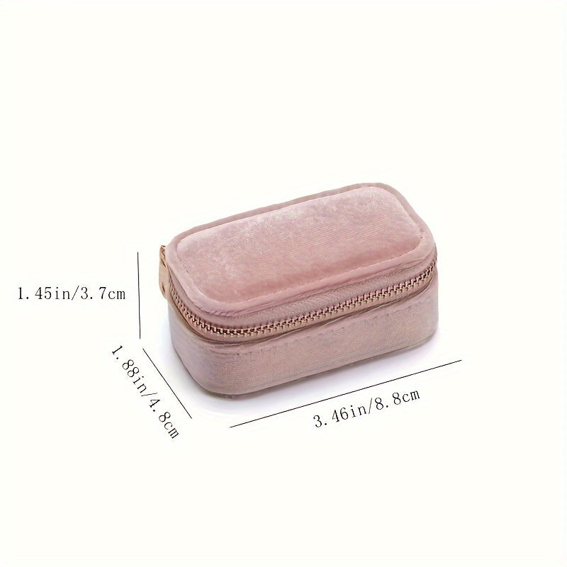 Velvet Jewelry Box Nordic Style with Zippered Closure for Earrings and Rings