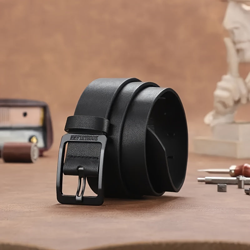 Faux Leather Belt for Men with Pin Buckle Casual Formal Adjustable