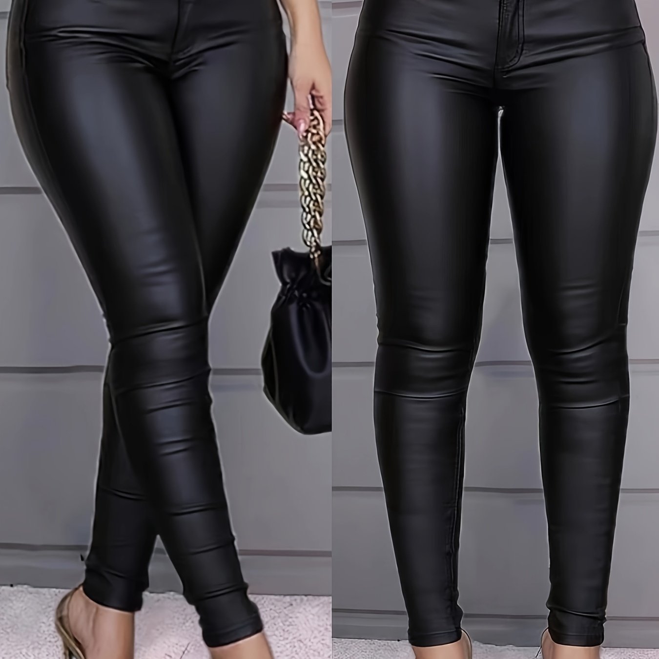 Women's Plus Size Elastic Skinny Jeans Black Rayon Blend Zipper Pockets