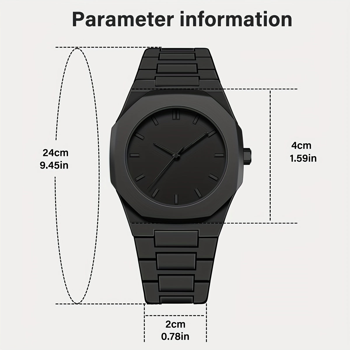 Men's Round Dial Quartz Watch Non-Waterproof Business Style Plastic Strap