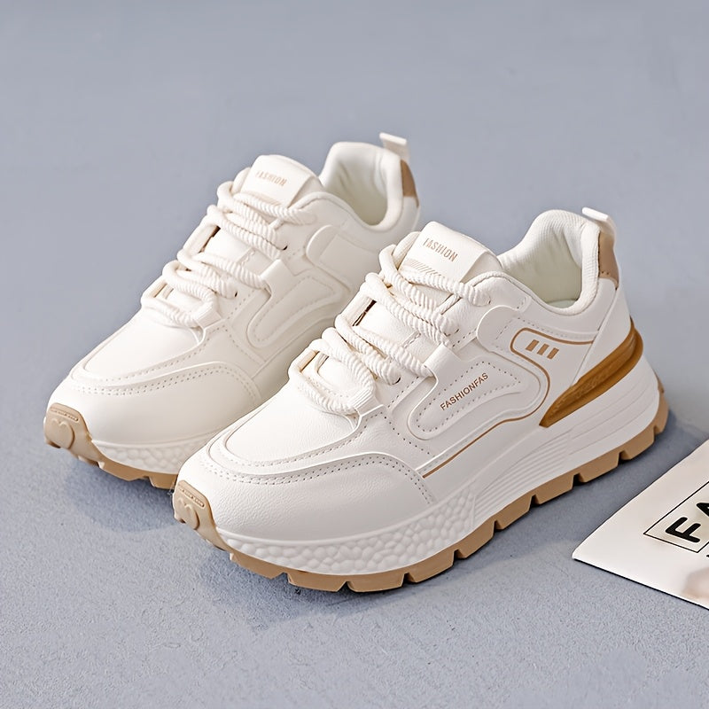 Women's Casual Sports Shoes Thick Sole Lace-up Outdoor Athletic Footwear