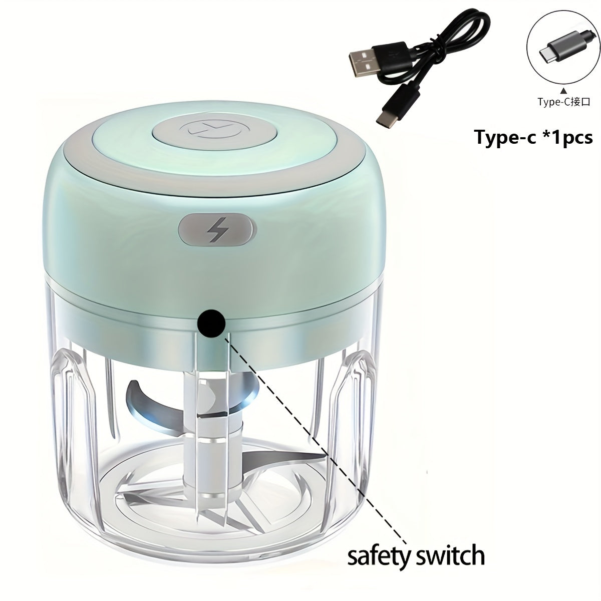 Electric Mini Garlic Chopper with 100/250ml Capacity USB Food Grinder Vegetable Crusher