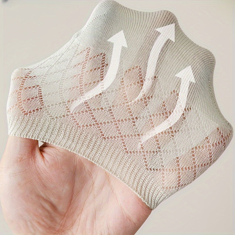 8 pares de calcetines cortos de malla argyle para mujer, transpirables, de punto