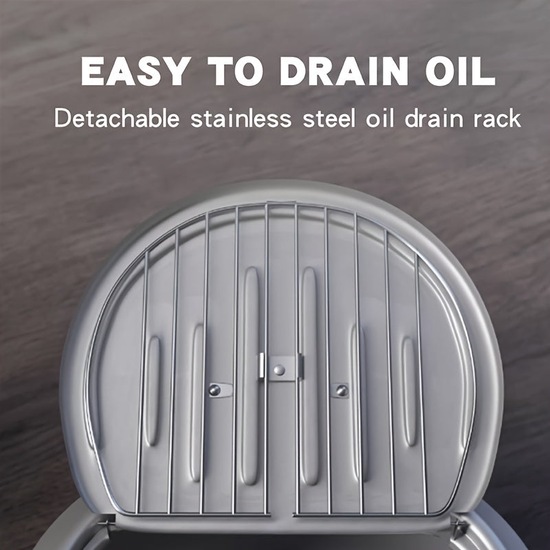 Stainless Steel Deep Fryer with Temperature Gauge and Splash Prevention for Gas and Induction