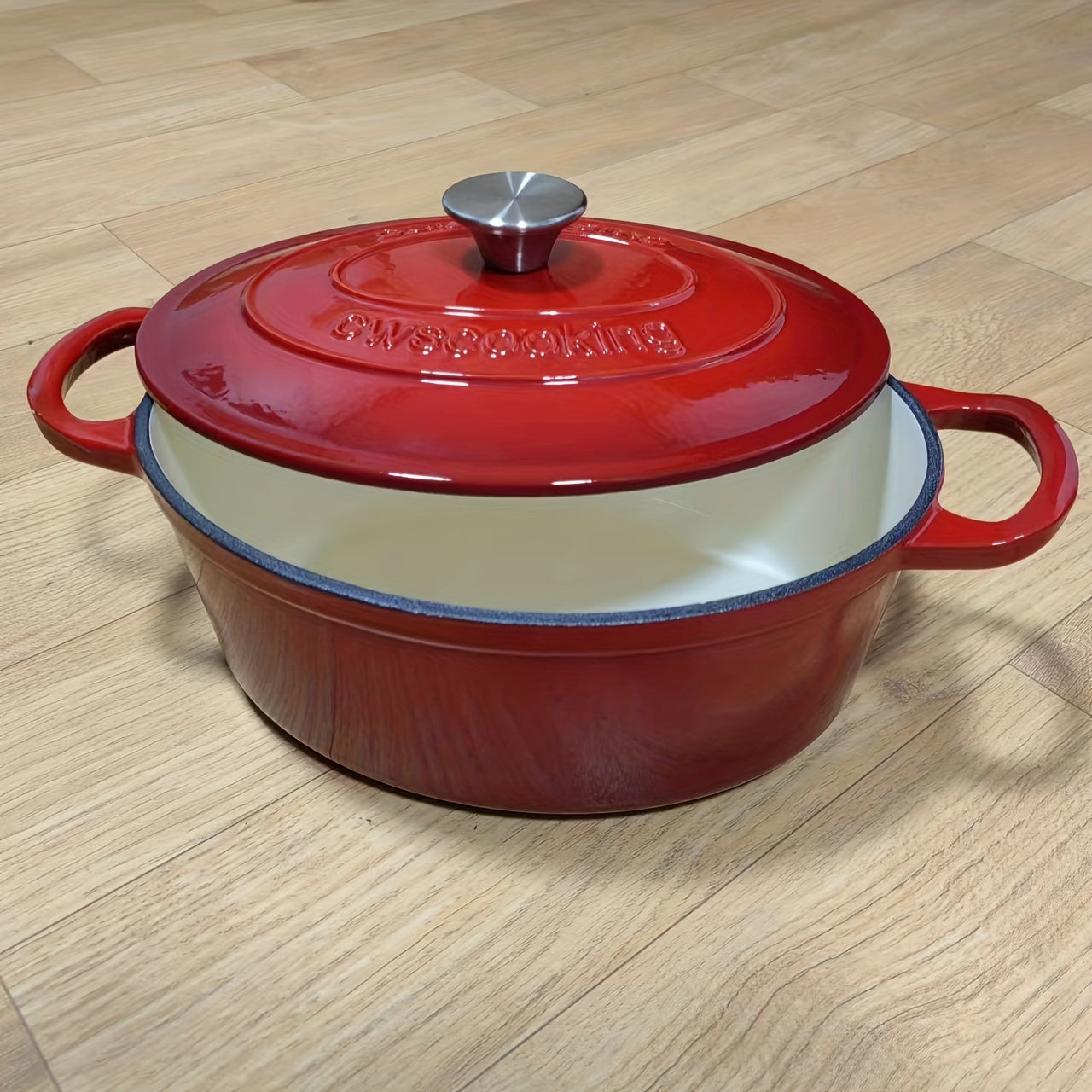 Ko‘p funksiyali emal idish, sho‘rva va sup uchun, oval shakl, induksiya mos keladi