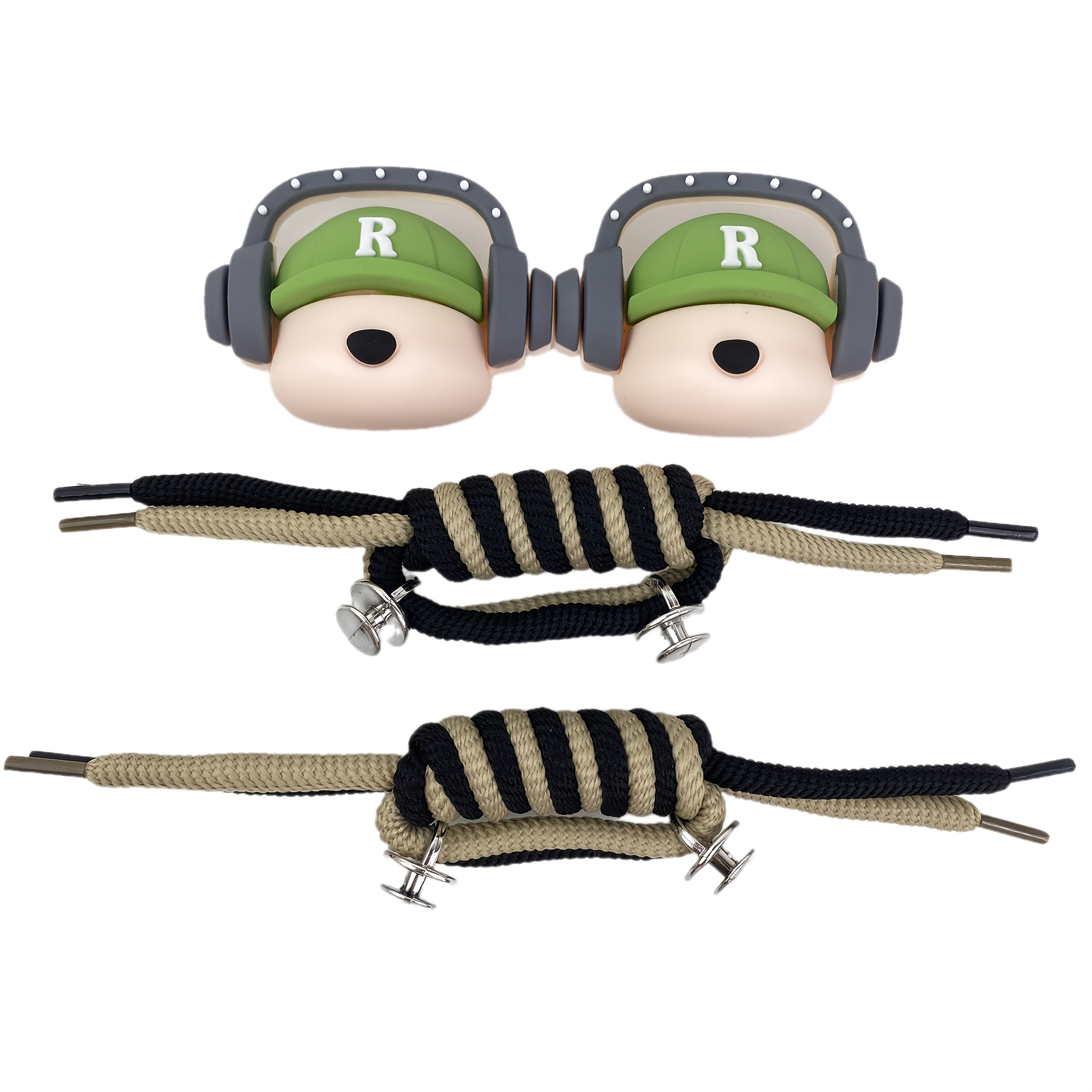 Women's Beige Clog Shoes with Dog Ear Headphones Design Comfort Casual