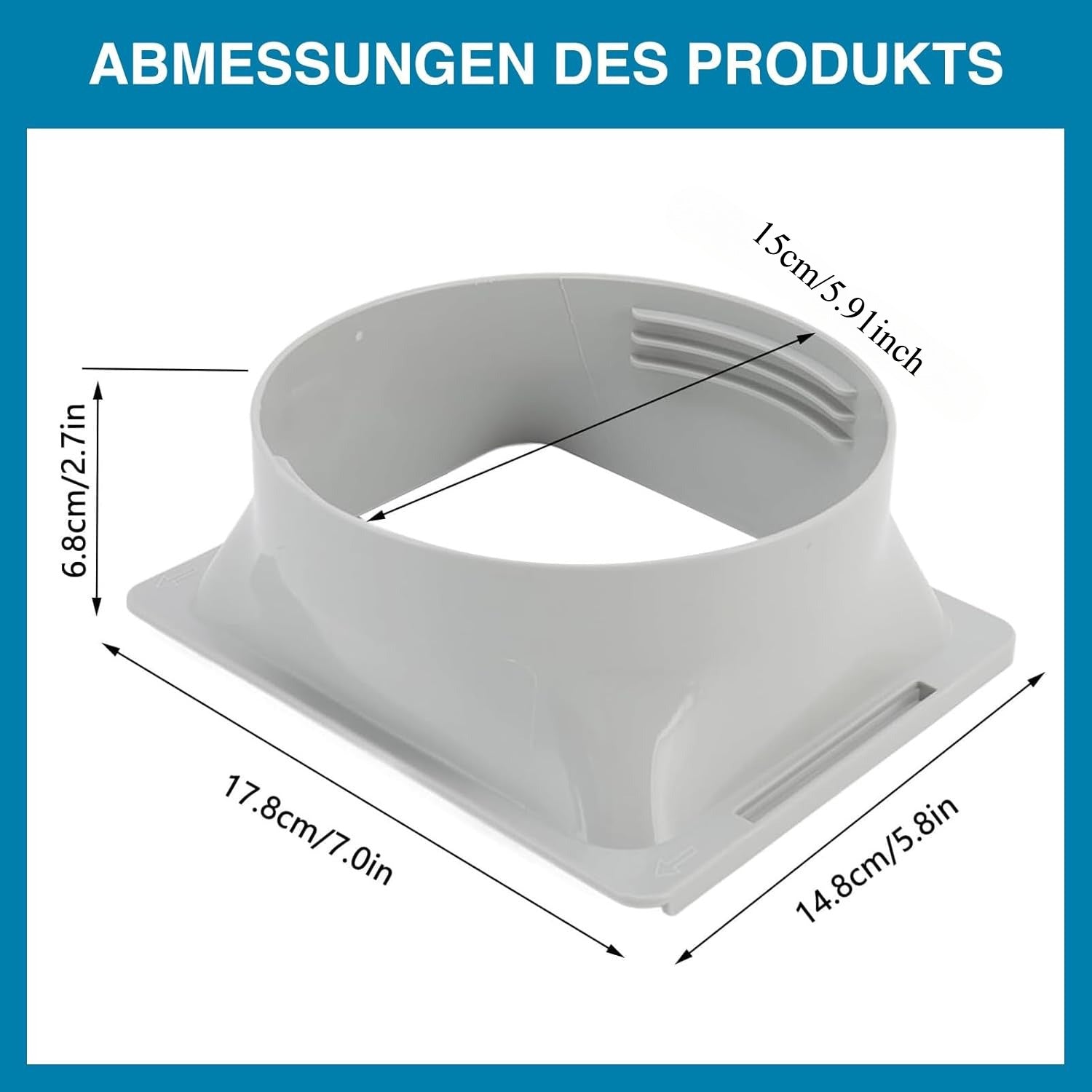 Oson o'rnatiladigan 5.9 dyuymli portativ konditsioner chiqish quvuri adapteri - Elektr energiyasi talab qilinmaydi