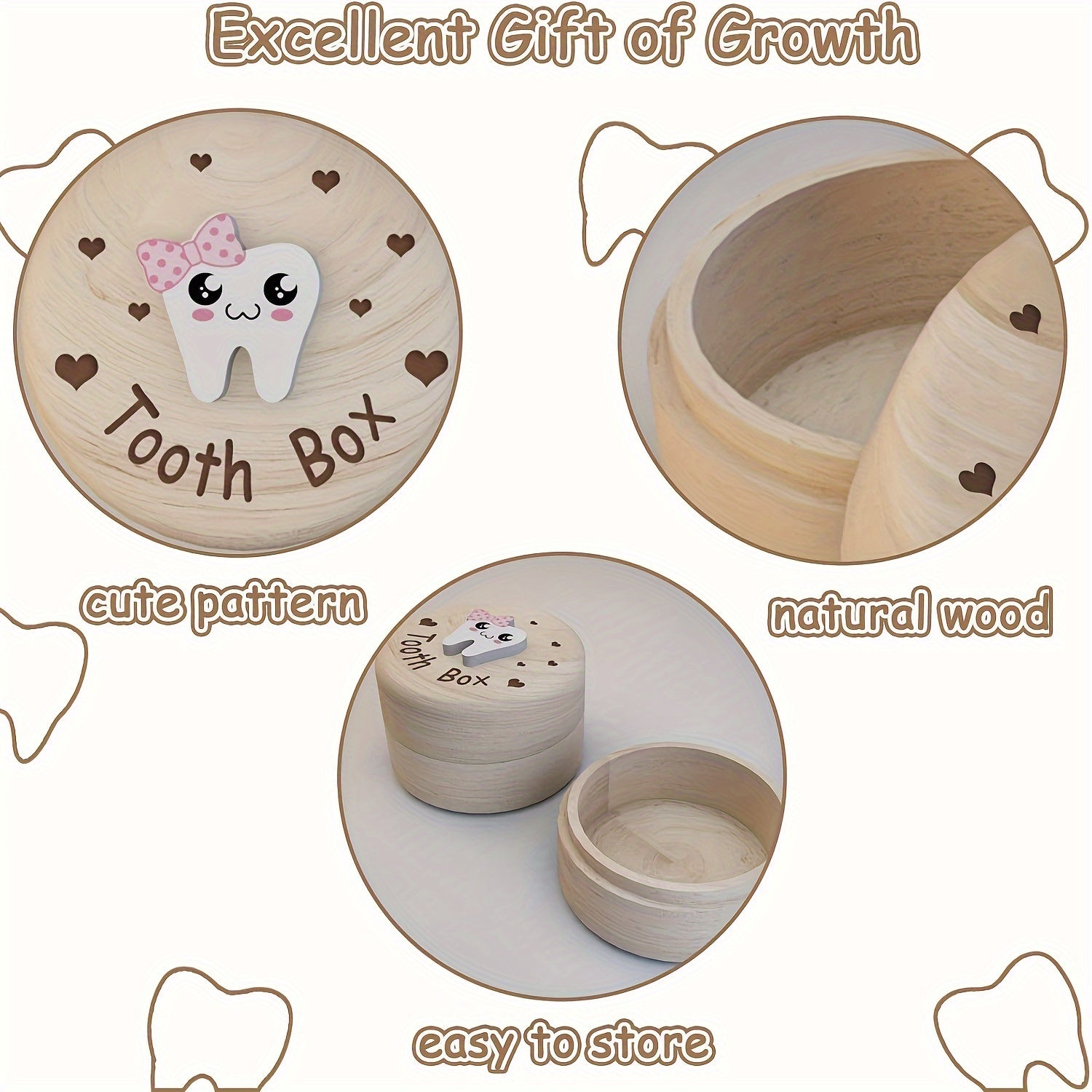 Wooden Keepsake Box for Teeth and Birth Souvenirs - Child Gift Storage Container
