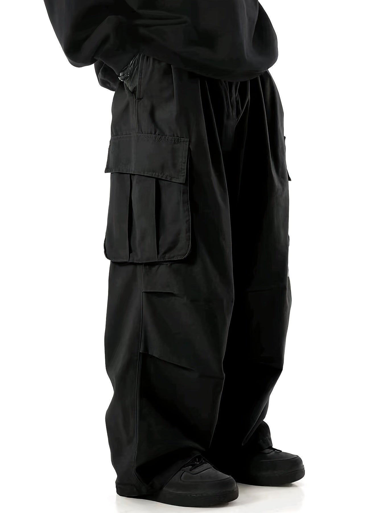 Men's Cargo Pants with Multiple Flap Pockets Loose Fit Casual Outdoor Work Polyester