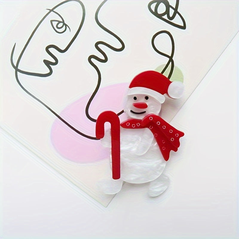 Set of Acrylic Snowman Brooch Pins Christmas Themed Holiday Accessories