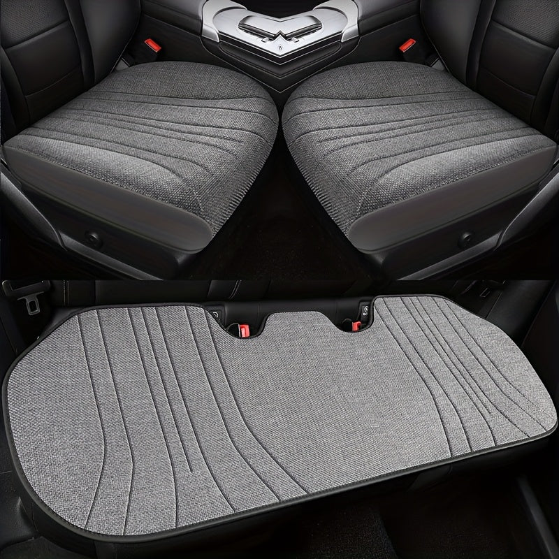 Universal Breathable Linen Seat Covers Three-Piece Set All Seasons