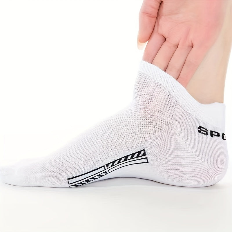 Men's Summer Ankle Socks 5 Pairs Breathable Anti-Odor Mesh Sweat-Absorbing
