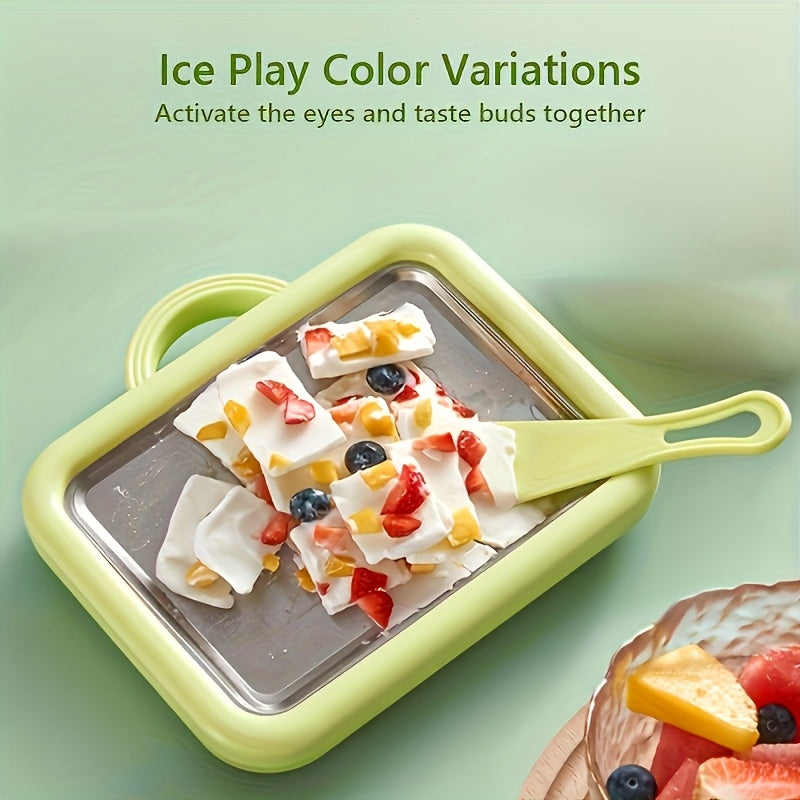 Uy uchun kichik muzqaymoq mashinasi uchun muz plitasiga ega mini qovurilgan yogurt tayyorlagich