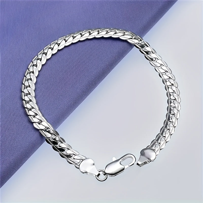 Unisex Streetwear Jewelry Copper Silver Plated Necklace and Bracelet Set for Parties Festivals Weddings