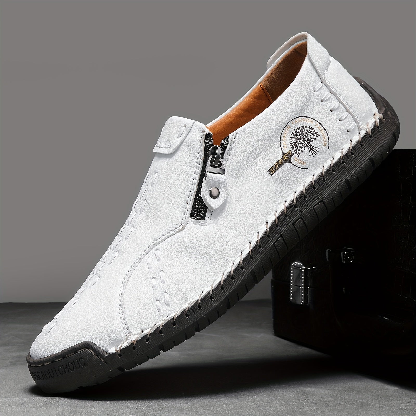 Men's Trekking Shoes with Zipper Durable Rubber Sole for Indoor Outdoor Activities