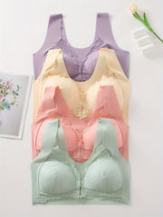 Women's Plus Size Sports Bras Pack Breathable Stretchy Floral V-Neck