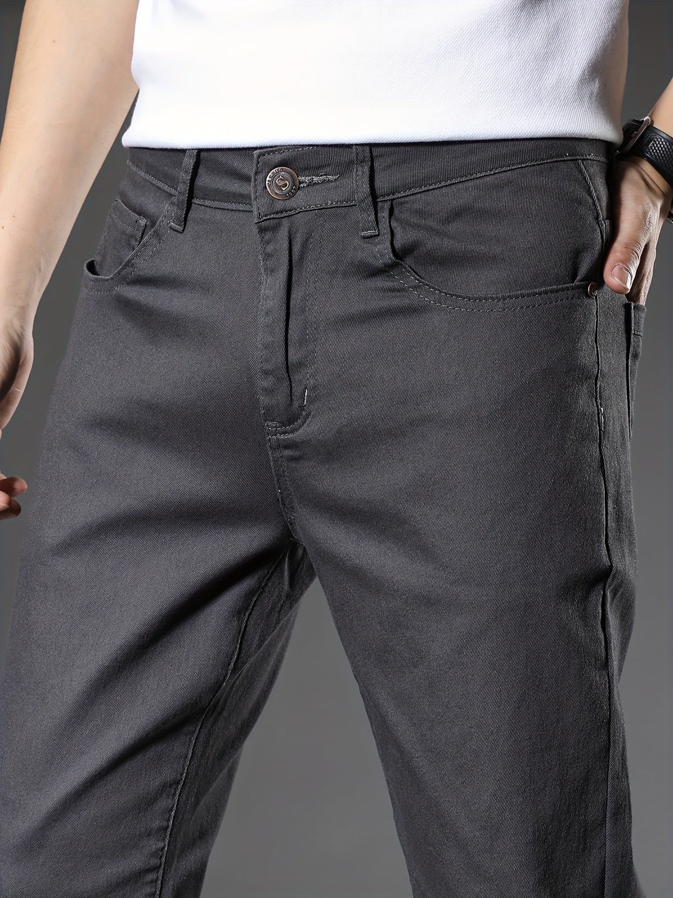 Мужские узкие черные эластичные джинсы из денима, повседневные прямые брюки, весна-осень