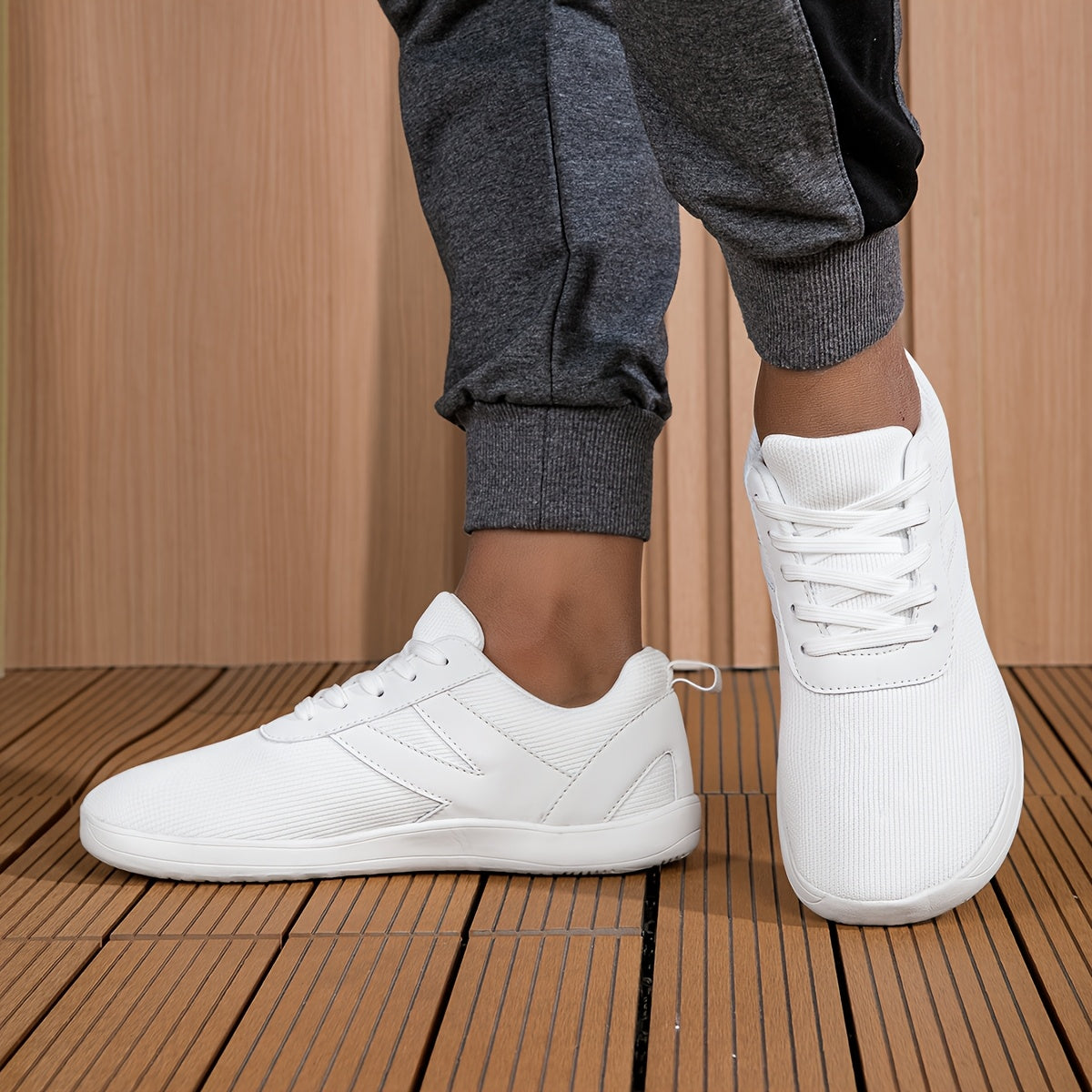 Women's Barefoot Sneakers Wide Fit Athletic Shoes Light Gray for Walking Tennis