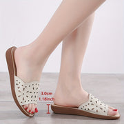 Women's Solid Color Slide Sandals Lightweight Floral Hollow Out Wedges