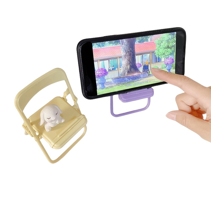 Silla pequeña moderna de plástico plegable para escritorio y soporte para teléfono