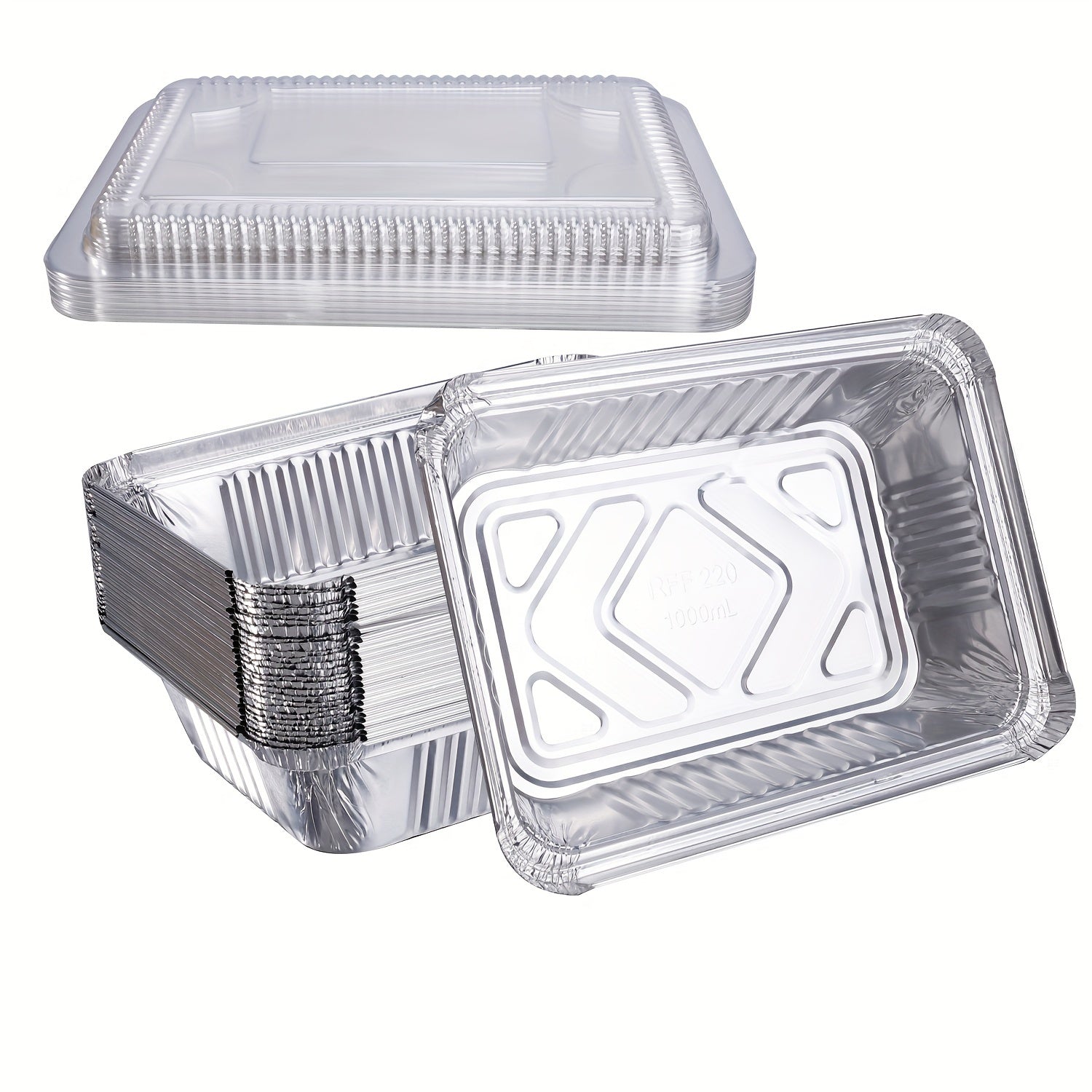 Pack of 20/50 Aluminum Foil Lunch Boxes Leak-proof Eco-friendly Disposable Food Containers for Takeaway and Picnics