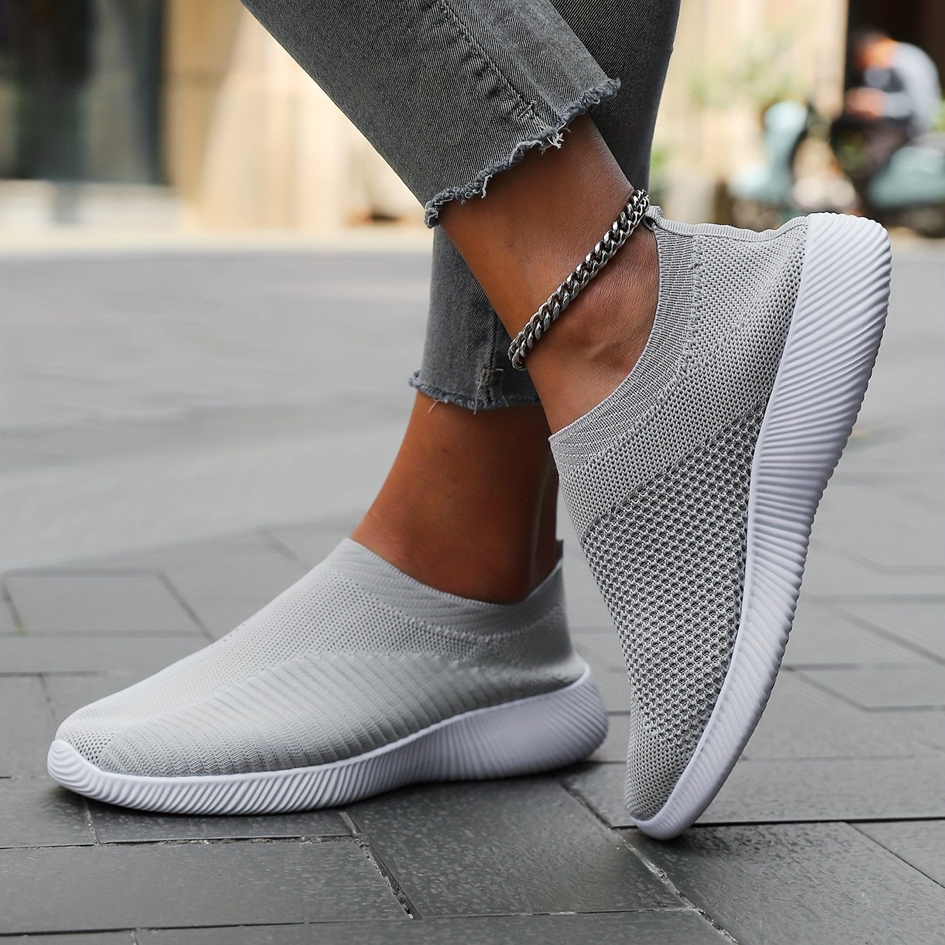 Women's Breathable Woven Sneakers, Lightweight, Plus Size Running Shoes