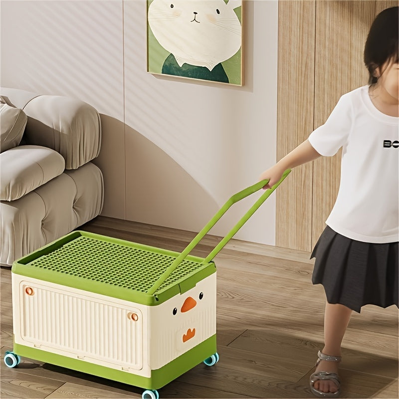 Plastic Foldable Storage Box with Wheels Stackable Container for Shoes Clothes Toys