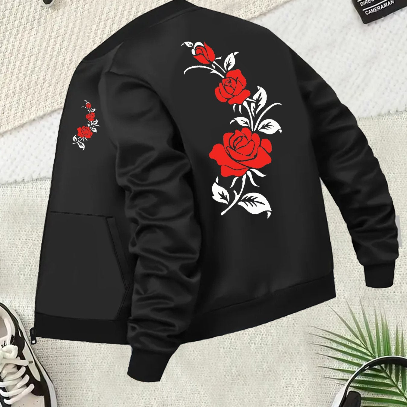 Женская куртка большого размера в стиле casual с бейсбольным воротником, легкий полиэстер, цветочный принт, всесезонная