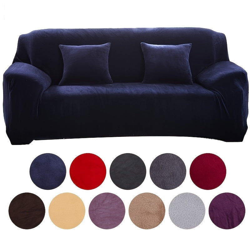 Solid Color Plush Sofa Cover for Home Furniture Protection and Decoration