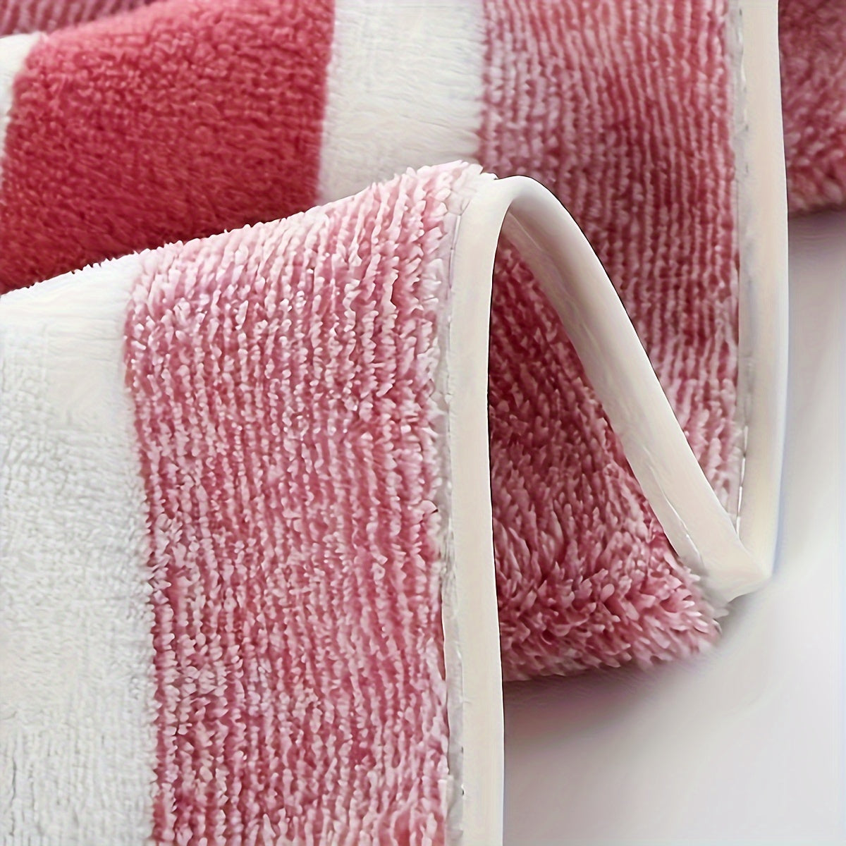 Soft Coral Fleece Towel Set 5 Pieces Quick-Dry Striped Polyester 280gsm