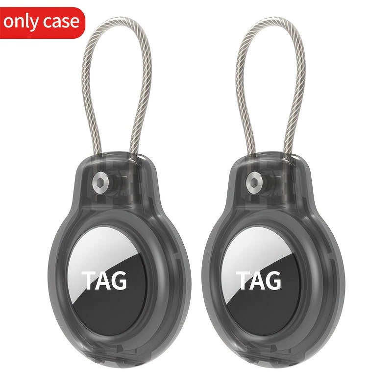 2 piezas de fundas protectoras de acero inoxidable para AirTag, llavero antirrobo, etiqueta de equipaje