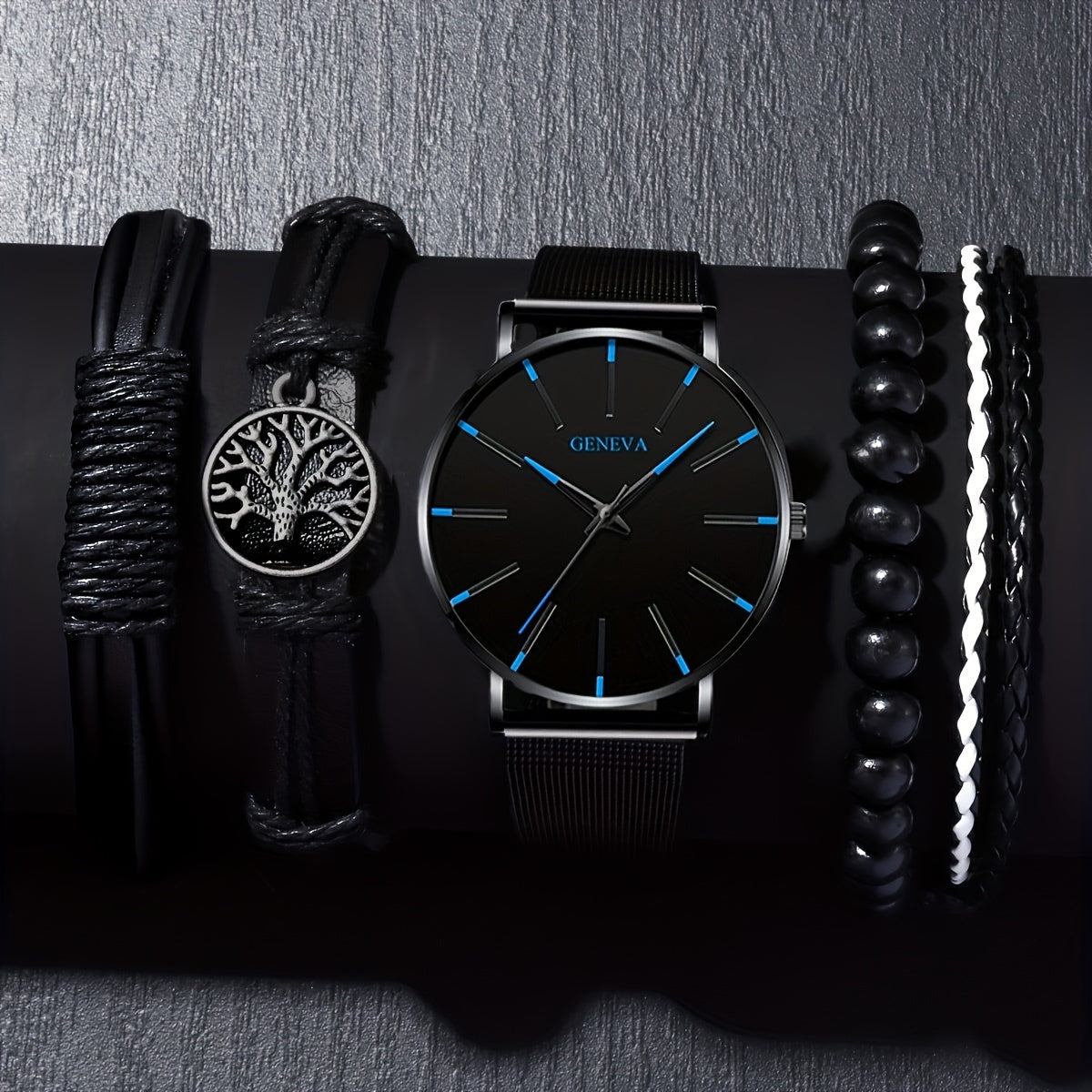 Men's Sports Quartz Watch and Bracelet Set Stainless Steel Band Zinc Alloy Case Date Feature Gift for Valentine's Easter Birthdays Autumn Festival Holidays