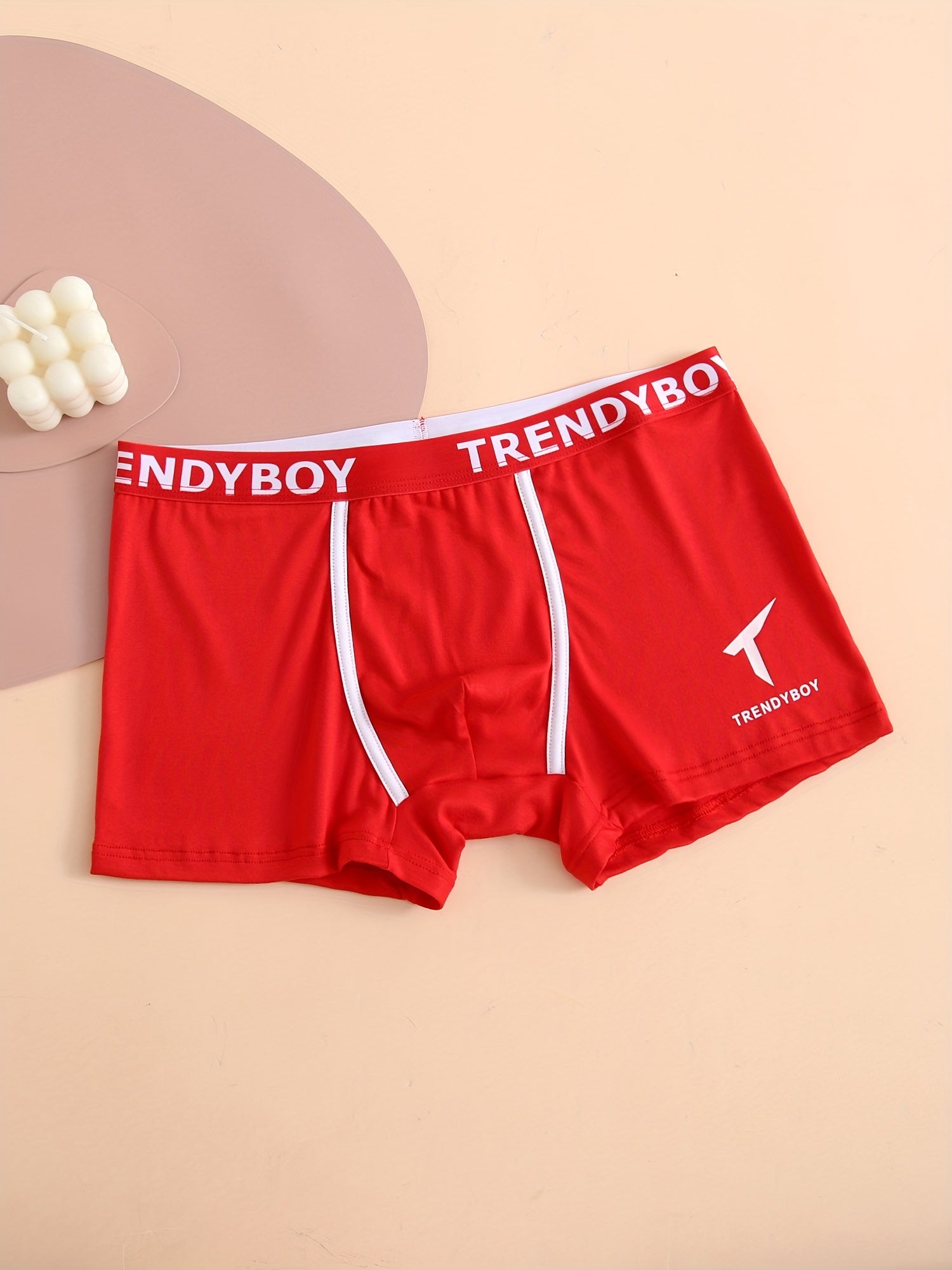 Men's Cotton Boxer Briefs Set 3 Solid Color Fashion Letter Print Breathable Underwear