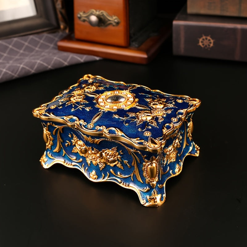 Металлическая шкатулка для хранения украшений с ретро-дизайном для ожерелий, серег, колец