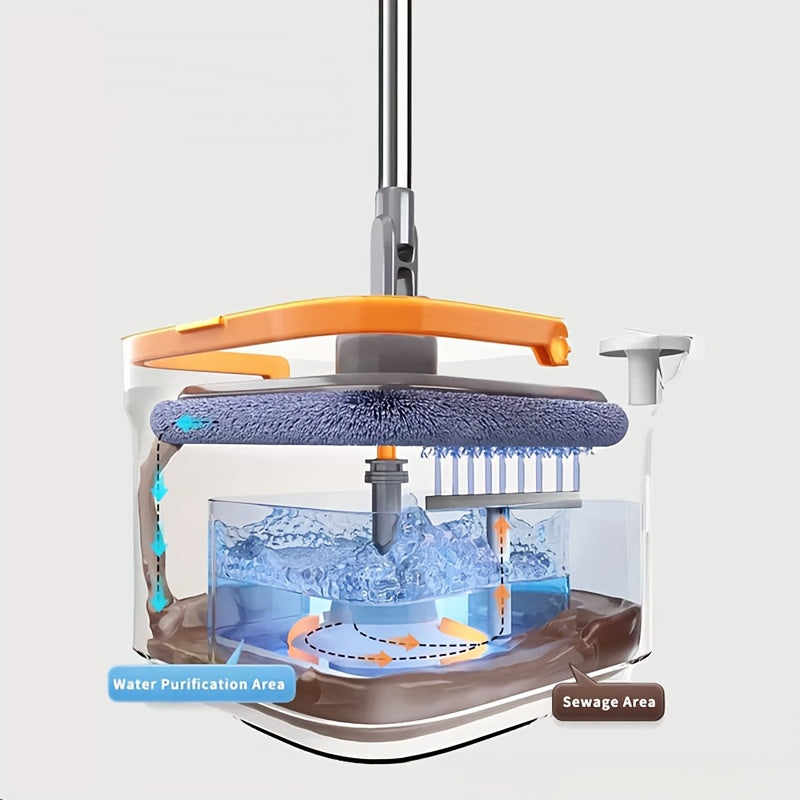 O'z-o'zini tozalash mop va qopqog'li seti, 4 ta qayta ishlatiladigan mato bilan, yashash xonasi va hammom uchun