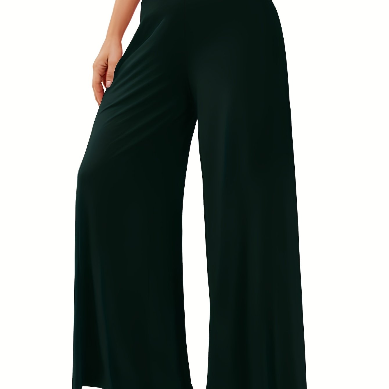 Pantalones de mujer de talla grande de cintura alta, rectos, elásticos y no transparentes para oficina y uso casual