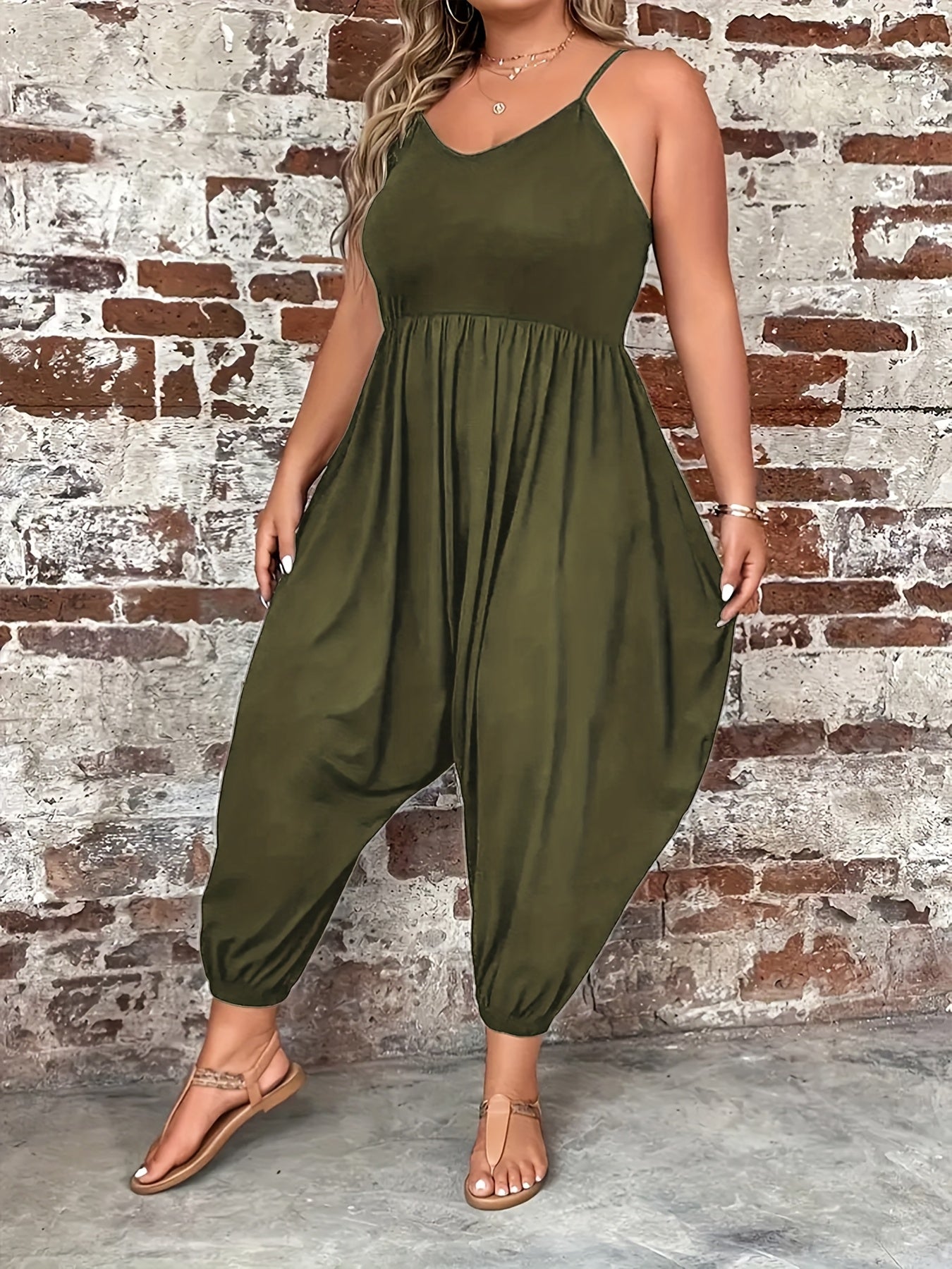 Women's Plus Size Sleeveless Off-Shoulder Jumpsuit Polyester Spandex Casual Romper