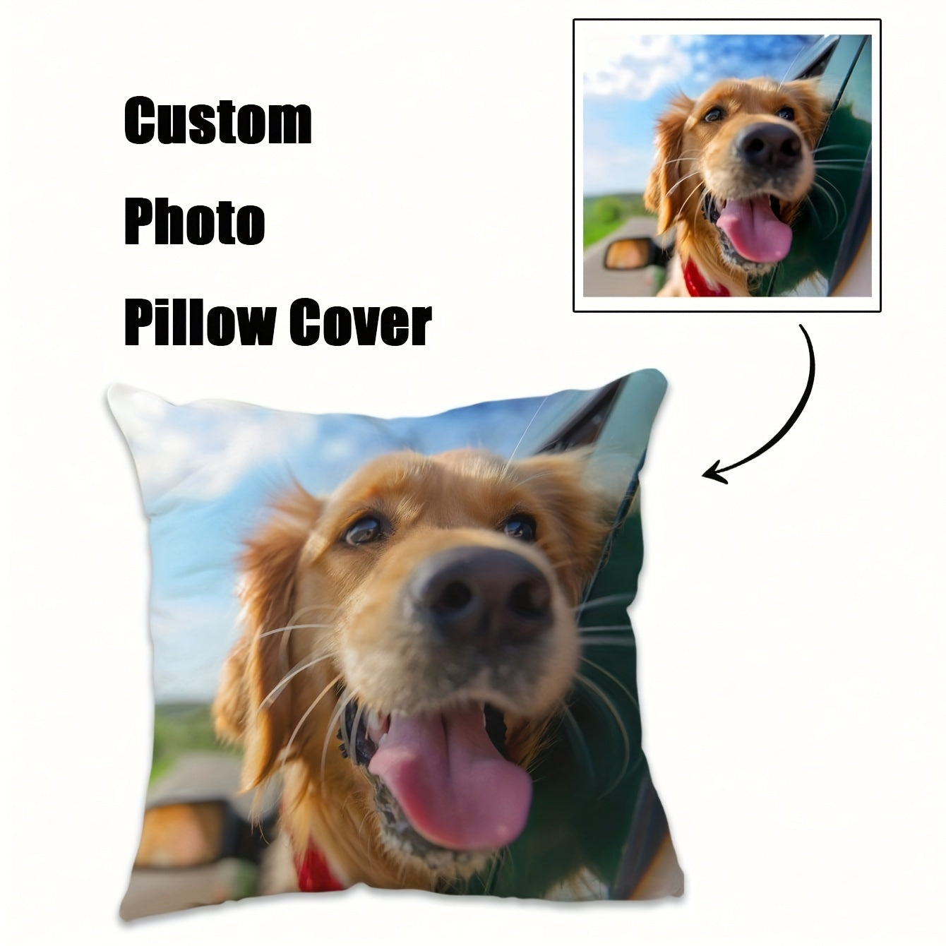 Pet Photo Pillow Cover 45.72cm Christmas Memorial Customizable Polyester Cushion Case