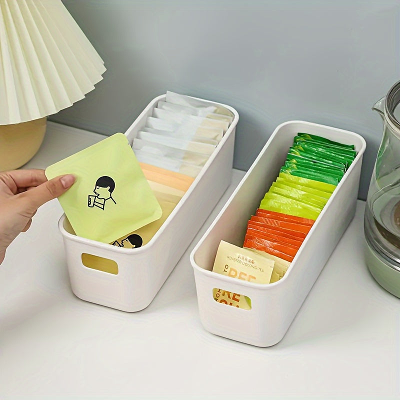 Set of 5 Plastic Storage Bins with Handles for Home Office Wardrobe Organization