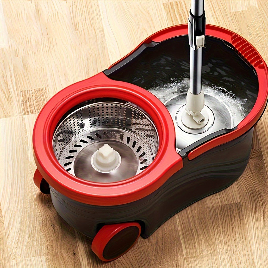 Uydagi yashash xonasi, oshxona va hammom uchun uchta mopa boshli zanglamaydigan po'latdan yasalgan qo'lni ishlatmaydigan aylanuvchi mop chelak to'plami