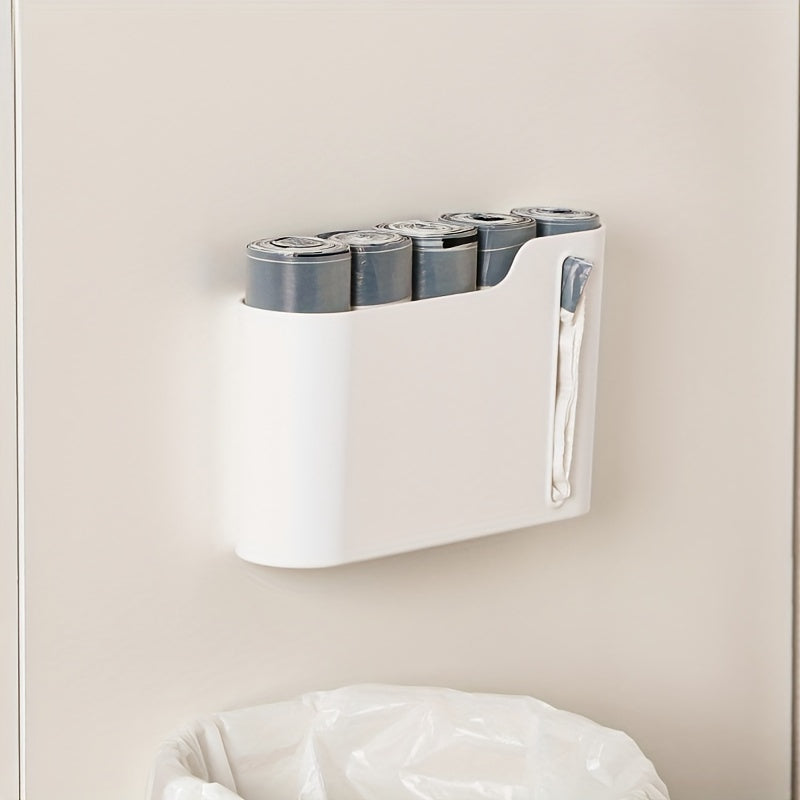 Wall-Mounted Garbage Bag Dispenser Plastic Storage for Kitchen Bathroom