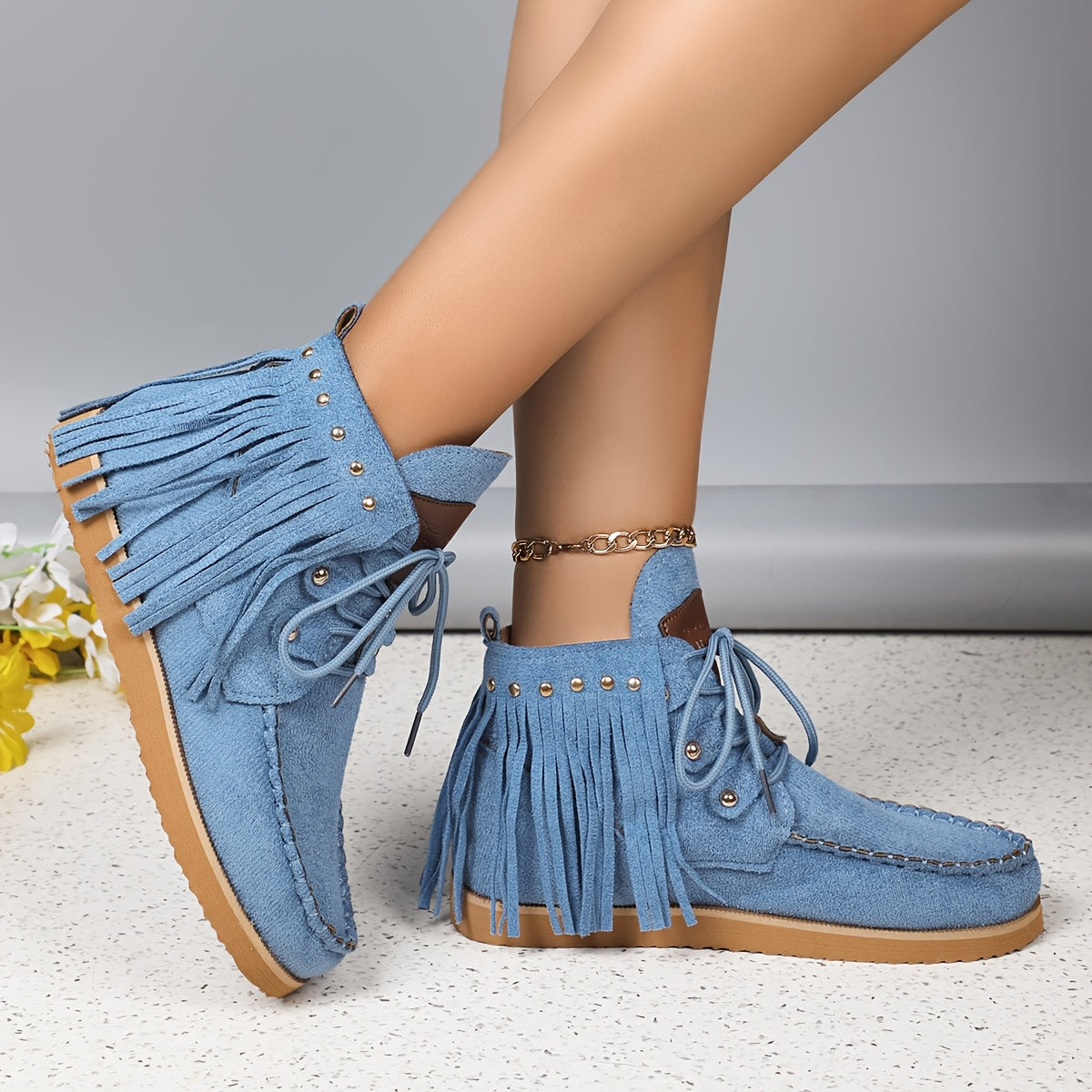 Женские ботинки на платформе с пряжками и бахромой, стиль для всех сезонов