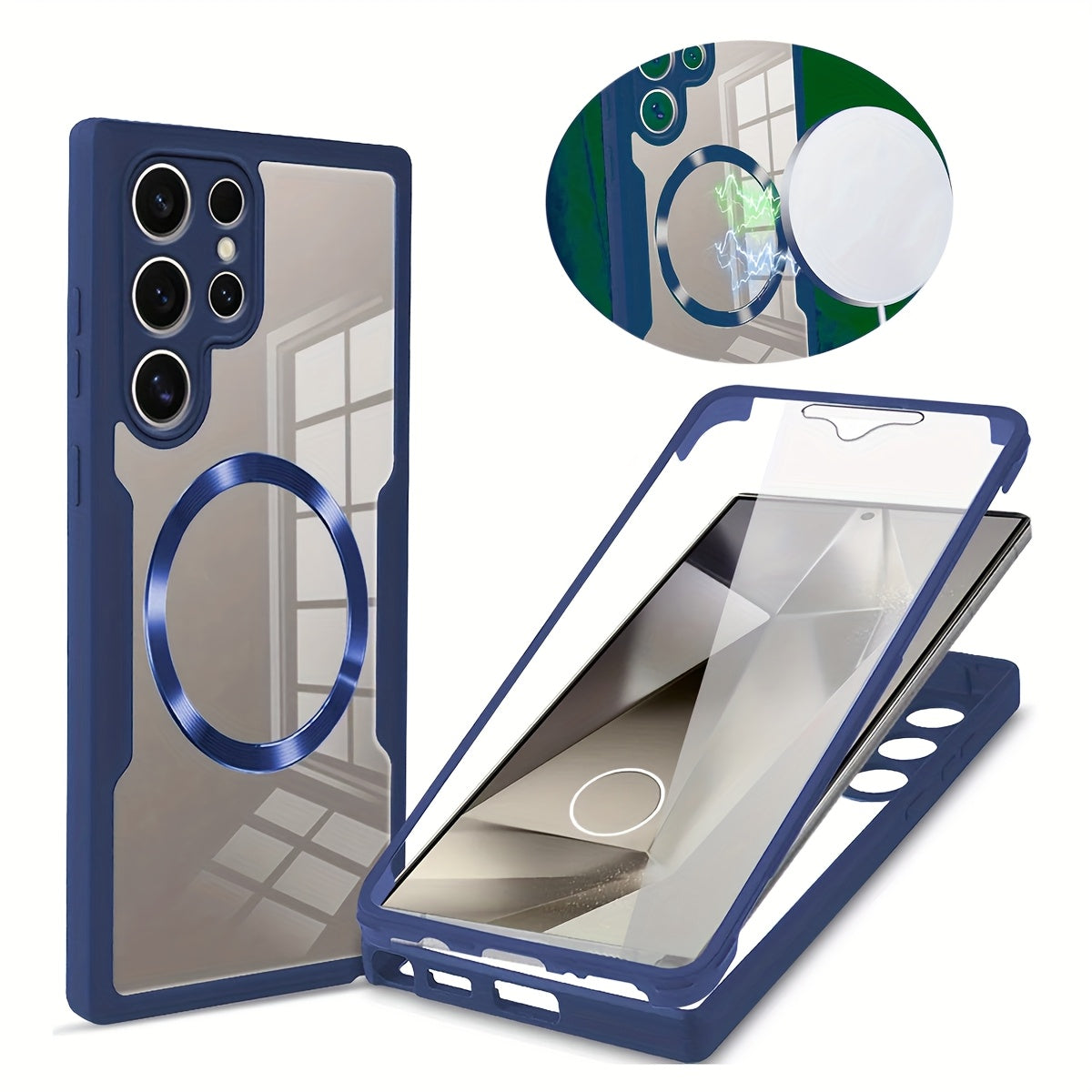 Samsung Galaxy S21 Ultra S22 Ultra S23 Ultra S24 Ultra S24 Plus S24 FE S23 FE uchun akril magnit telefon qutisi, himoya qoplamasi bilan