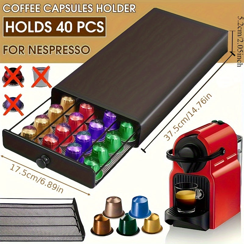 Coffee Capsule Storage Box Black Holds 40 Capsules Drawer Organizer