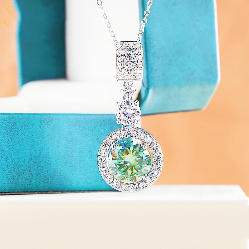 Moissanite Pendant Necklace 5 Carat 18K Gold Plated Sterling Silver Hypoallergenic Engagement Jewelry